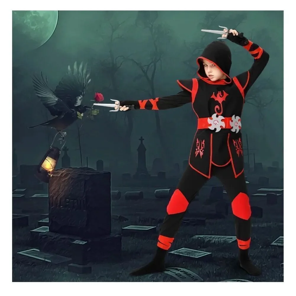 NEW Ninja Halloween Costume Kids Dress Up Accessories S 5-7yrs